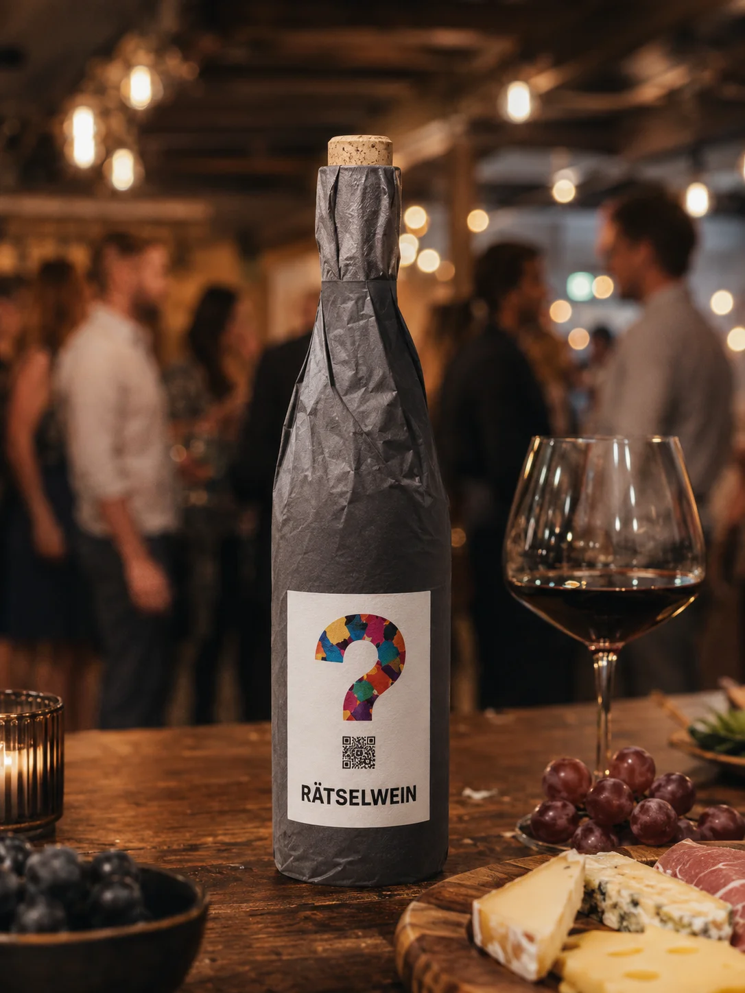 Rätselwein Der Kenner verhüllte Flasche für eine Verkostung